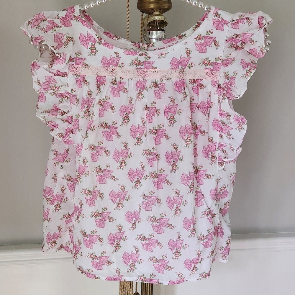 Girls Floral Pink Ruffle Top
